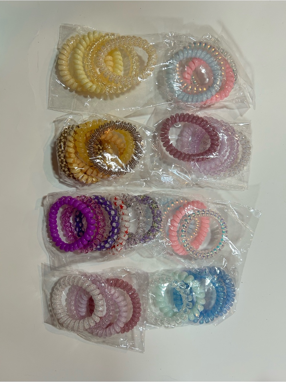 35 Spiral Hair Ties Assorted Colors | Coil Ponytail Holders